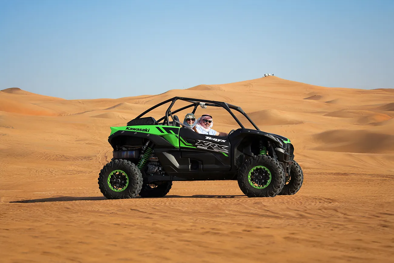 Buggy golden hour Dubai desert